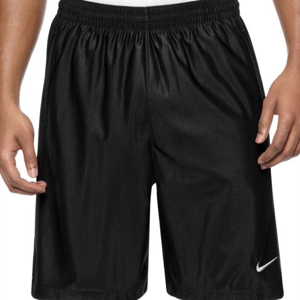 Nike Men's shorts basketball black  black lined  swoosh inner drawstring Sz S